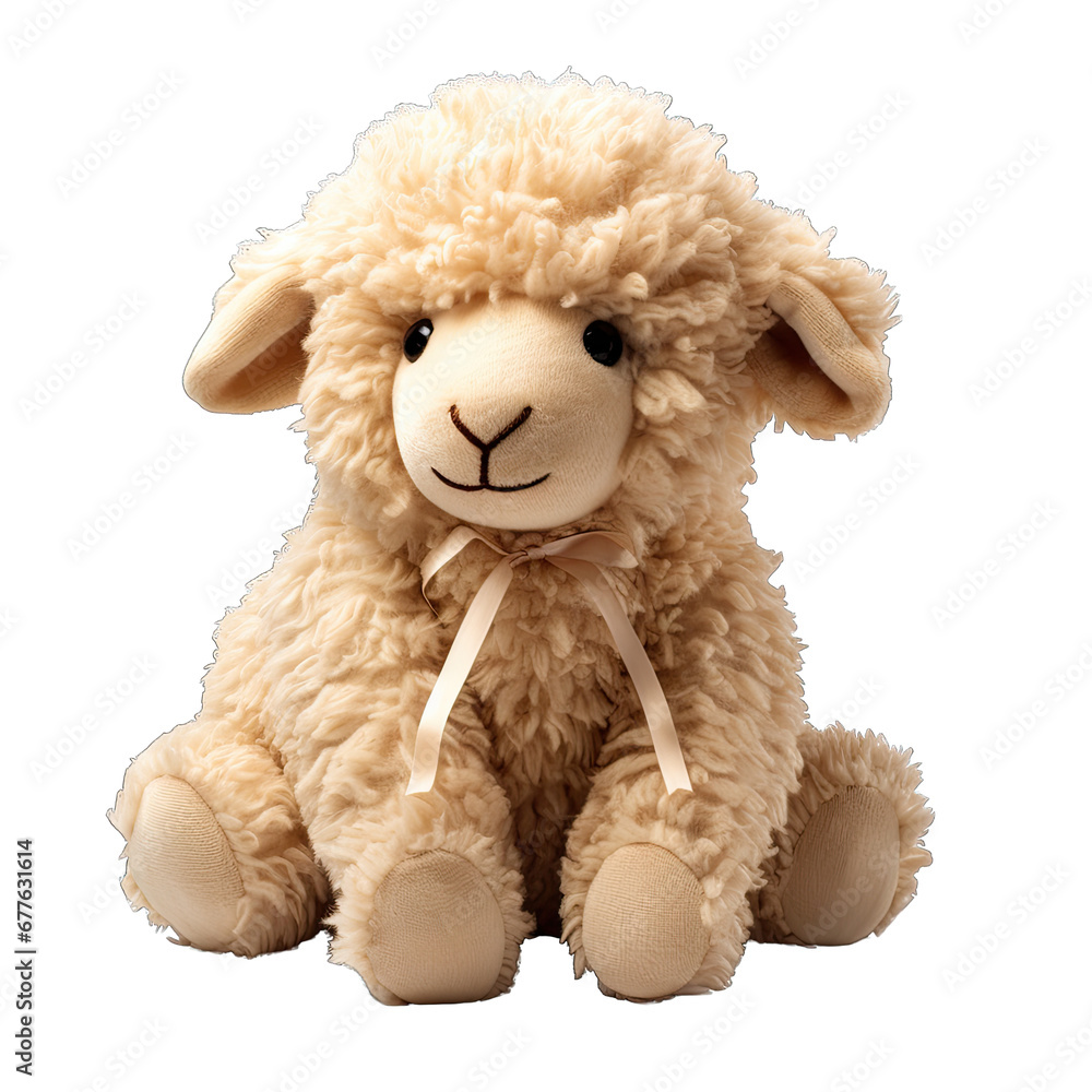 Sheep-shaped Stuffed Toy Isolated on Transparent or White Background, PNG Sheep-shaped Stuffed Toy Isolated on Transparent or White Background, PNG