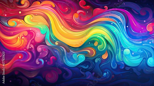  a colorful abstract background with swirls and bubbles on a dark blue background, with space for text or an image to put on a t - shirt or a t - shirt. generative ai