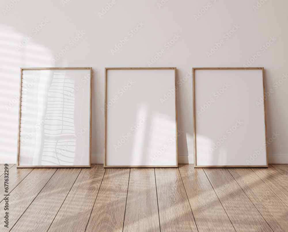 Mockup poster frame close up, 3d render