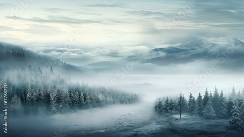 tree forest icy cloud foggy illustration weather outdoor, beautiful natural, sky travel tree forest icy cloud foggy © vectorwin