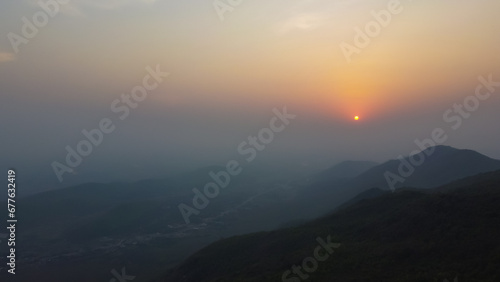 Dalma wildlife sanctuary, temple located at hilltop ,Jharkhand India, Aerial view © Rahul