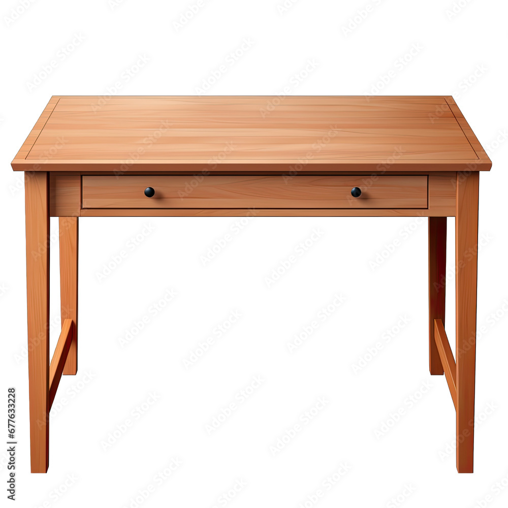 Wooden Desk with a Single Drawer Isolated on Transparent or White Background, PNG Wooden Desk with a Single Drawer Isolated on Transparent or White Background, PNG