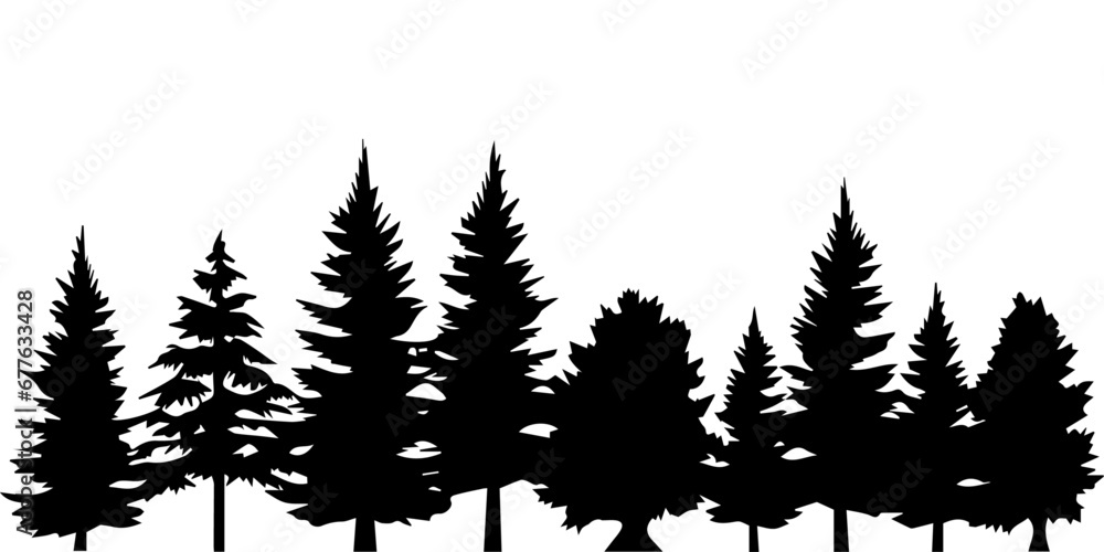 Forest vector silhouette illustration black color