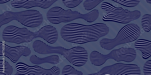Abstract shapes seamless background, vector pattern with biology life forms, lined abstraction wallpaper.
