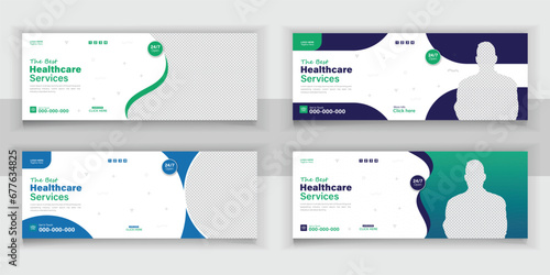 Bundle Medical Healthcare, Web Banner Cover Design, Template Design For Social Media Posts Set.