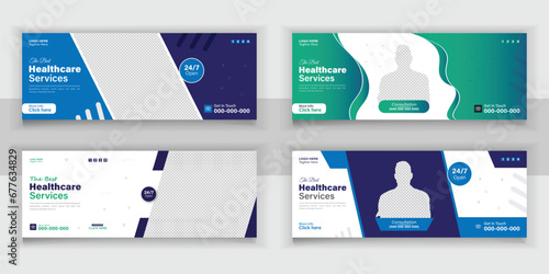 Bundle Medical Healthcare, Web Banner Cover Design, Template Design For Social Media Posts Set.