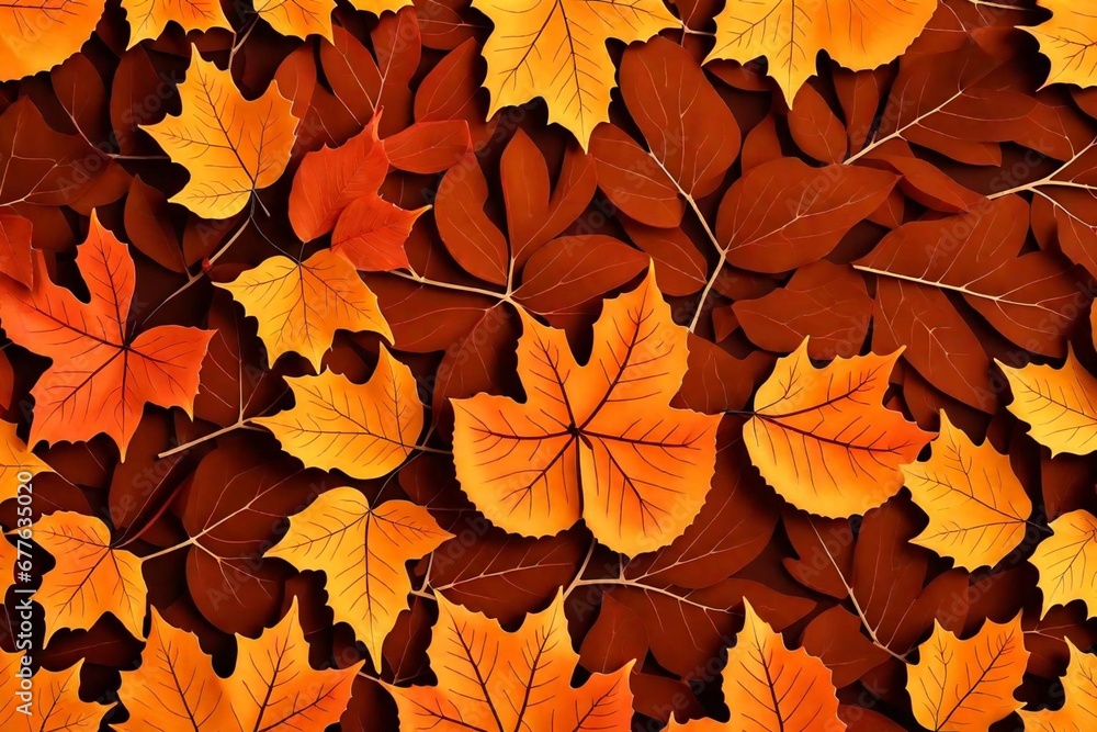 Orange fall leaves background, beautiful autumn season Orange fall leaves background, beautiful autumn season