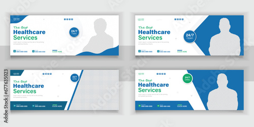 Bundle Medical Healthcare, Web Banner Cover Design, Template Design For Social Media Posts Set.