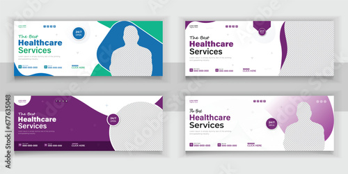 Bundle Medical Healthcare, Web Banner Cover Design, Template Design For Social Media Posts Set.