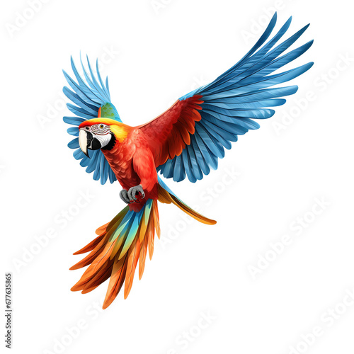 Flying parrot isolated photo