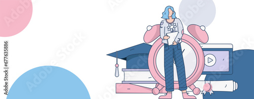 Education learning people flat vector concept hand drawn illustration
