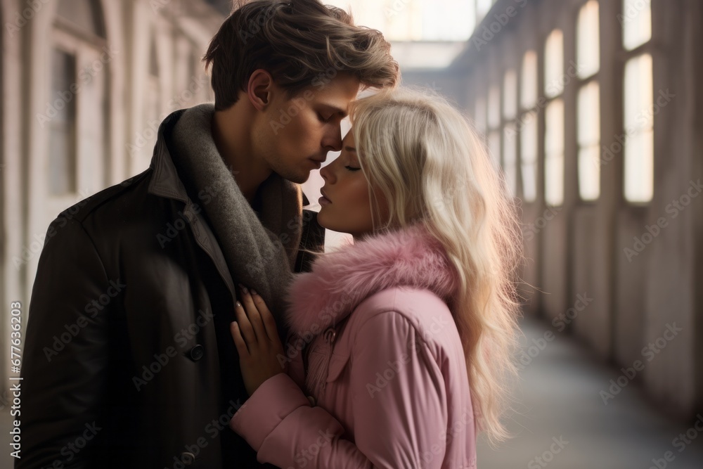 Portrait of a beautiful young couple in love in the city. Portrait of a beautiful young couple in love in the city.