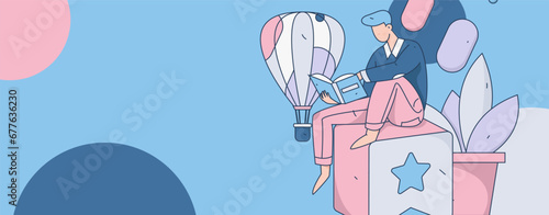 Education learning people flat vector concept hand drawn illustration
