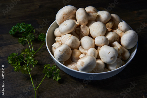 Fresh champignon mushrooms