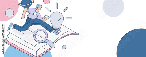 Education learning people flat vector concept hand drawn illustration
