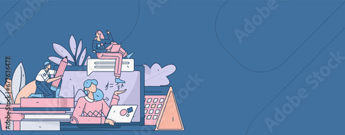 Education learning people flat vector concept hand drawn illustration
