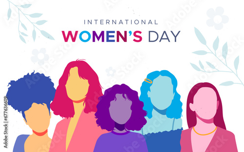 International women's day celebration vector design. featuring illustrations of women and flowers.
women's day, gender equality.