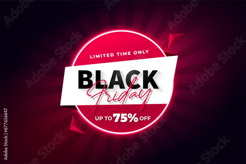 Black Friday sales special discount promotion store offer banner with modern realistic 3d glowing gradient template design abstract vector banner