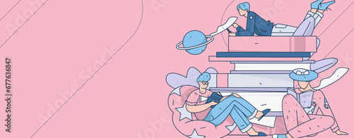 Education learning people flat vector concept hand drawn illustration
