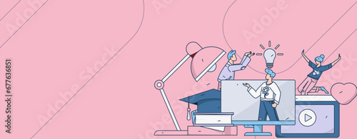 Education learning people flat vector concept hand drawn illustration
