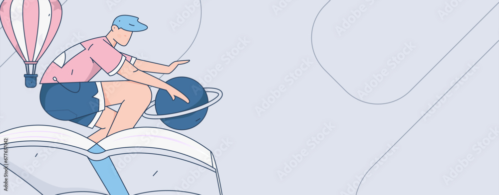 Fototapeta premium Education learning people flat vector concept hand drawn illustration 