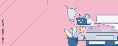 Education learning people flat vector concept hand drawn illustration
