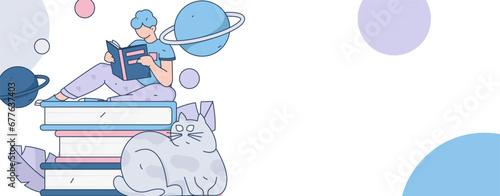 Education learning people flat vector concept hand drawn illustration
