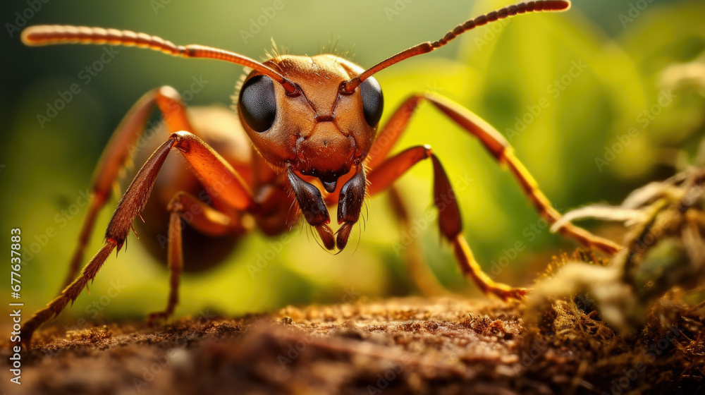 closeup of european wood ant, formica poyctena. closeup of european wood ant, formica poyctena.