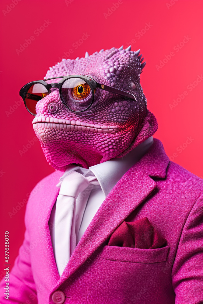 A lizard wearing a suit and glasses, suitable for corporate and professional themes A lizard wearing a suit and glasses, suitable for corporate and professional themes