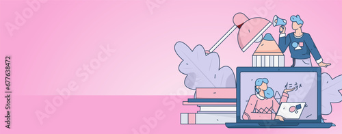 Education learning people flat vector concept hand drawn illustration
