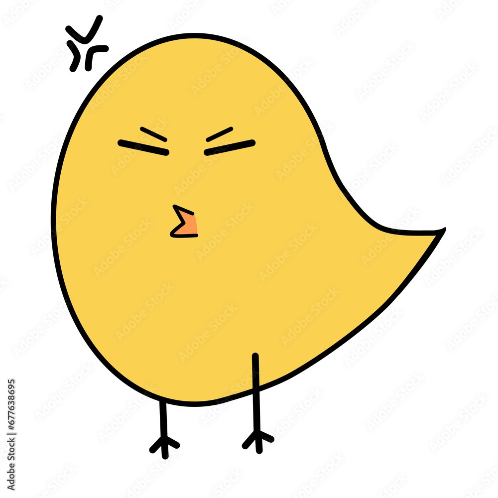 Simple chick character looking angry doodle inspired by chicken with ...