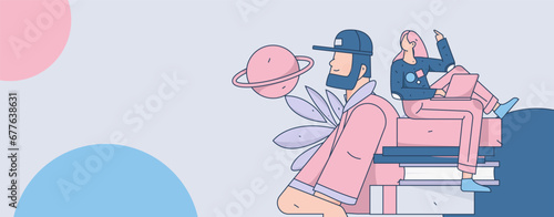 Education learning people flat vector concept hand drawn illustration
