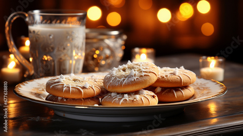 christmas cookies and tea HD 8K wallpaper Stock Photographic Image 
