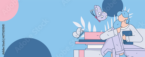 Education learning people flat vector concept hand drawn illustration
