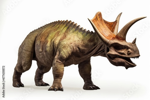 Triceratops horridus  dinosaur isolated on white background  front view  Generative AI