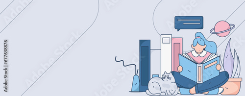 Education learning people flat vector concept hand drawn illustration
