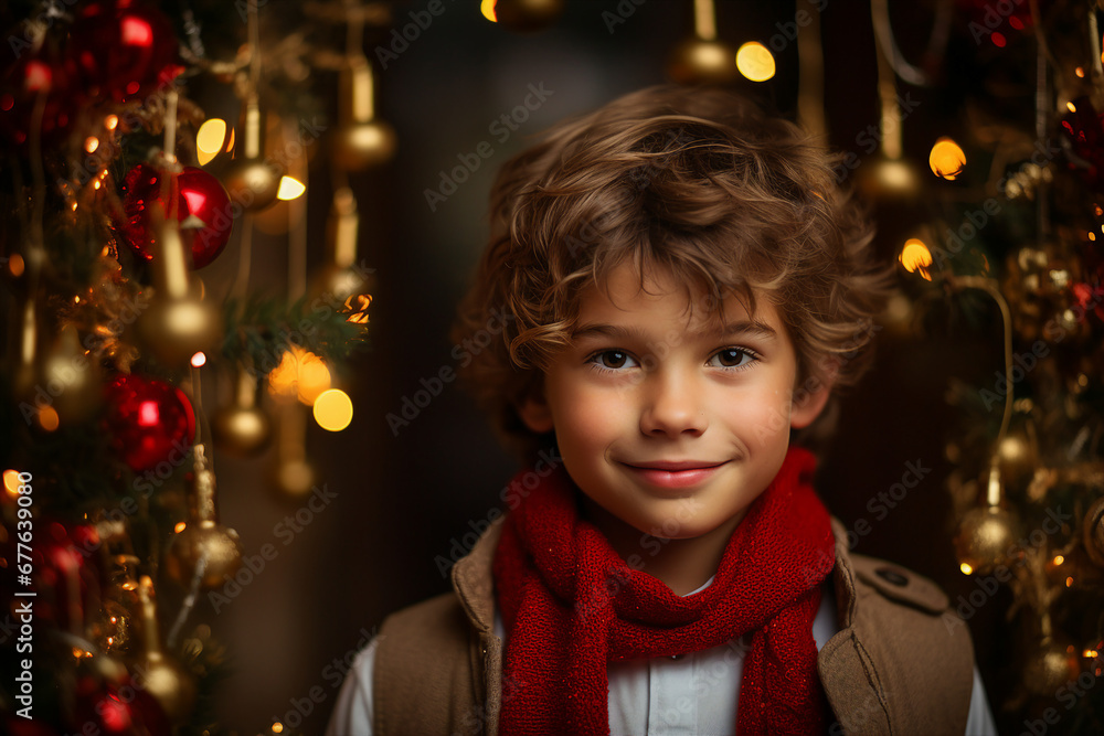 Generative AI image of adorable child enjoying new year magic time ourdoors Generative AI image of adorable child enjoying new year magic time ourdoors