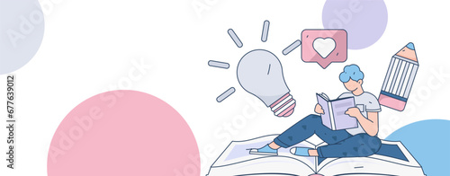 Education learning people flat vector concept hand drawn illustration
