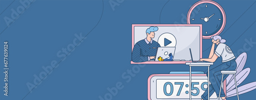 Education learning people flat vector concept hand drawn illustration
