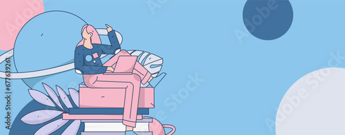 Education learning people flat vector concept hand drawn illustration
