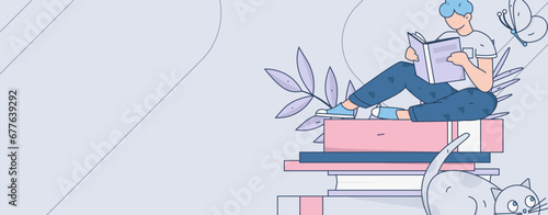 Education learning people flat vector concept hand drawn illustration
