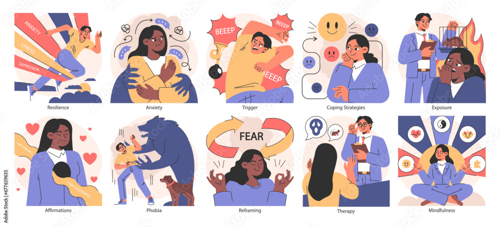 fears set. Characters confronting fears with desensitization