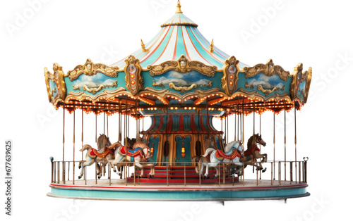 Amusement Park Carousel On Transparent Background