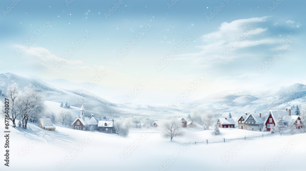 village white snowy december snowy illustration cold sky, house home, trees building village white snowy december snowy