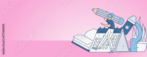 Education learning people flat vector concept hand drawn illustration
