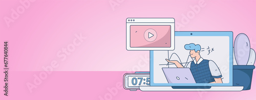 Education learning people flat vector concept hand drawn illustration
