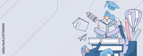 Education learning people flat vector concept hand drawn illustration
