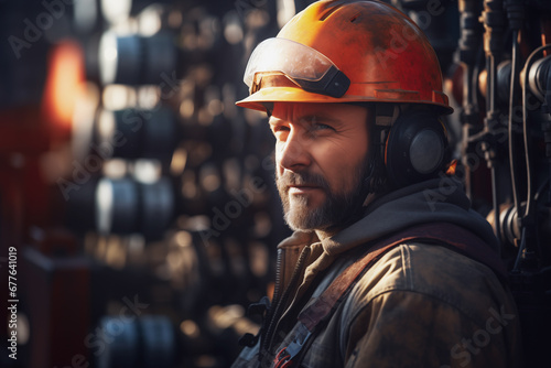 Wallpaper Mural Photo of electrician worker and electric transformer behind. Torontodigital.ca