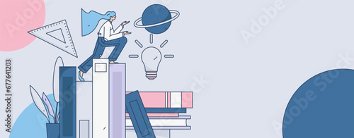 Education learning people flat vector concept hand drawn illustration
