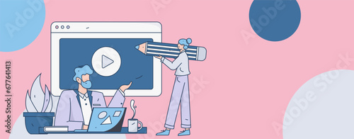 Education learning people flat vector concept hand drawn illustration
